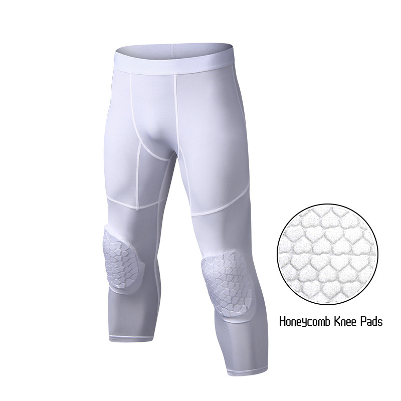 Running Gear Satisfy - 남성용 무릎 패드 농구 바지, 3/4