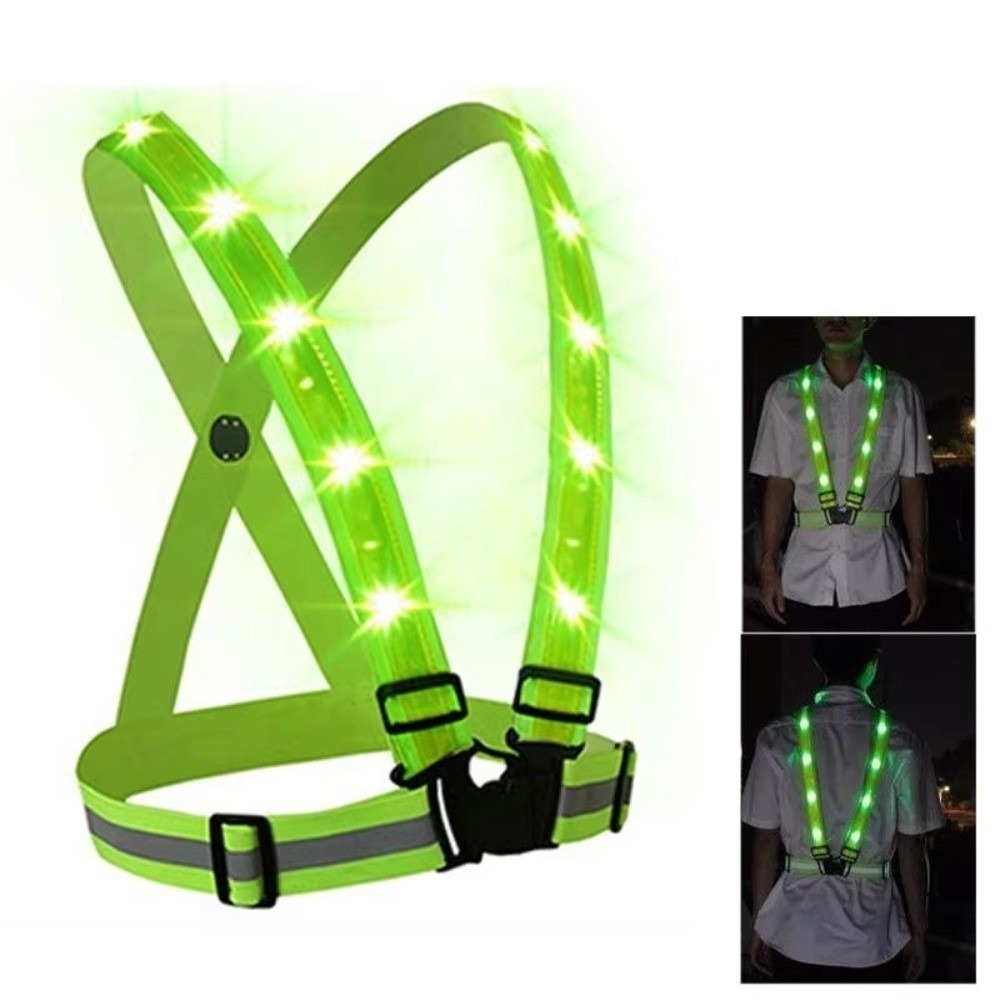 새로운 폴리에스터 LED 안전 조끼 녹색 라이트 USB - Reflective Running Gear Vest 리뷰 및 가격