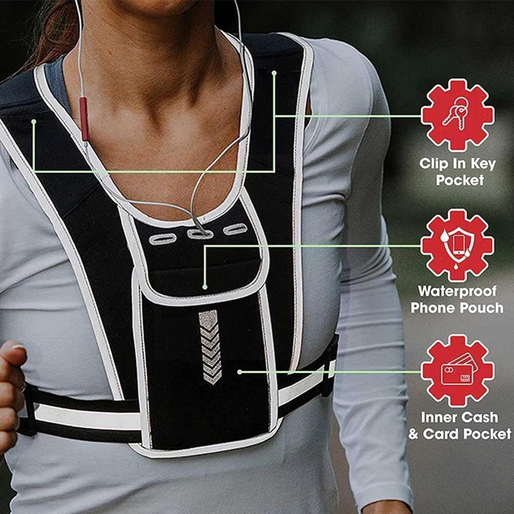 남녀공용 러닝 조끼, 방수 휴대폰 및 키 파우치, 반사 - Running Gear Satisfy 리뷰 및 가격