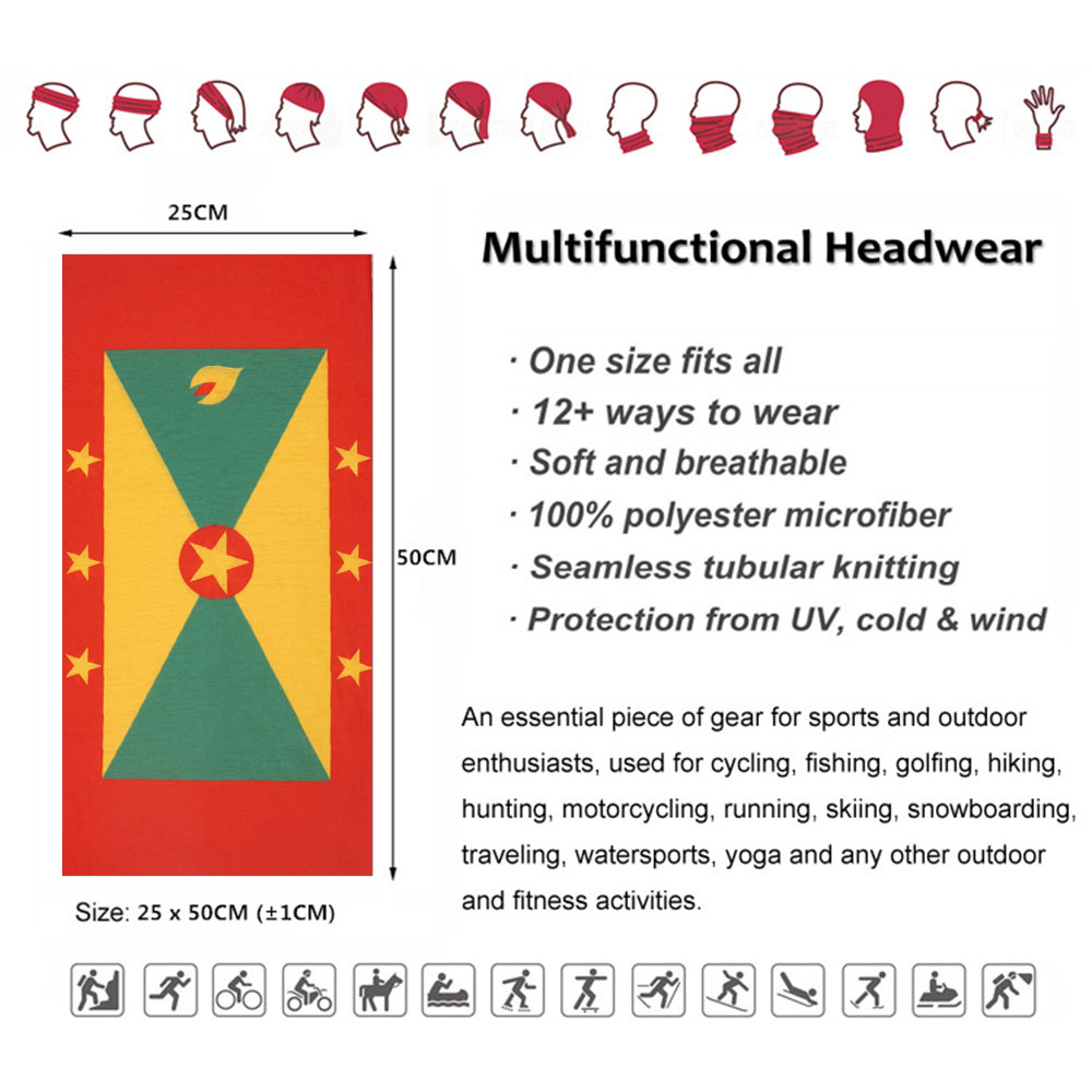 그레나다 국기 패턴 얼굴 반다나, 남성용 스포츠 목 각 - Running Gear Headband 리뷰 및 가격